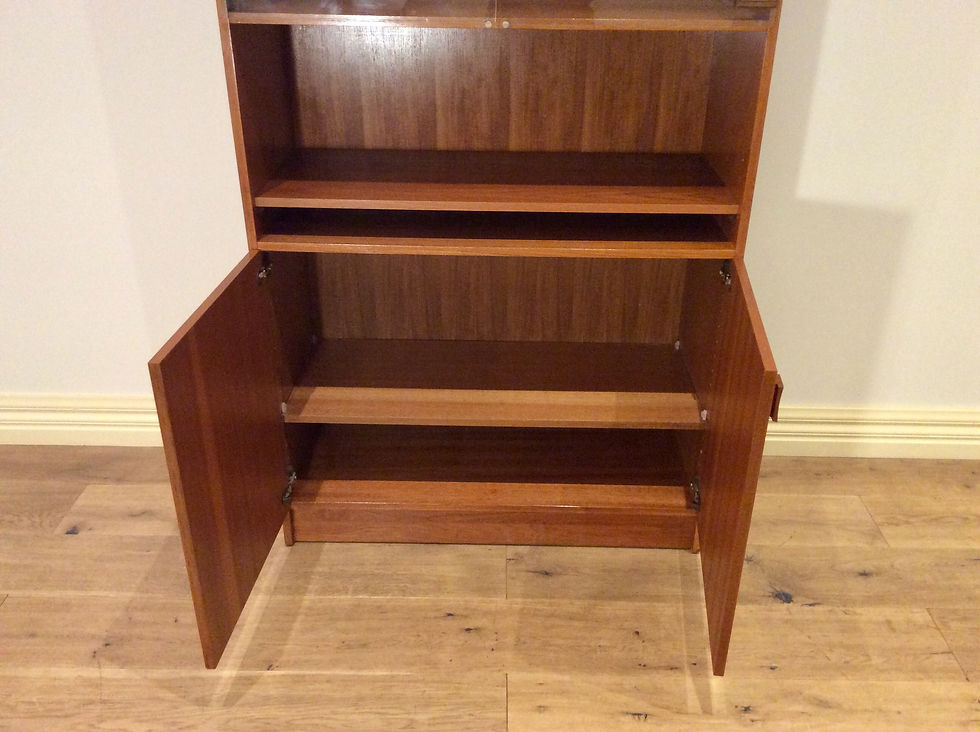 Thumbnail: Mid Century E. H. Reidy Teak Wall Unit with Glass Display Case. Circa 1970.