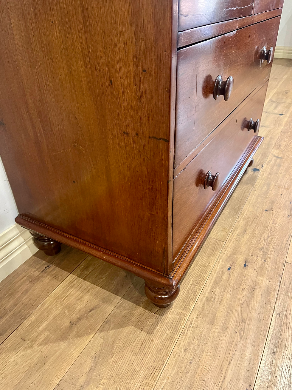 Thumbnail: Left Lower of Restored Victorian Mahogany Four Drawer Chest