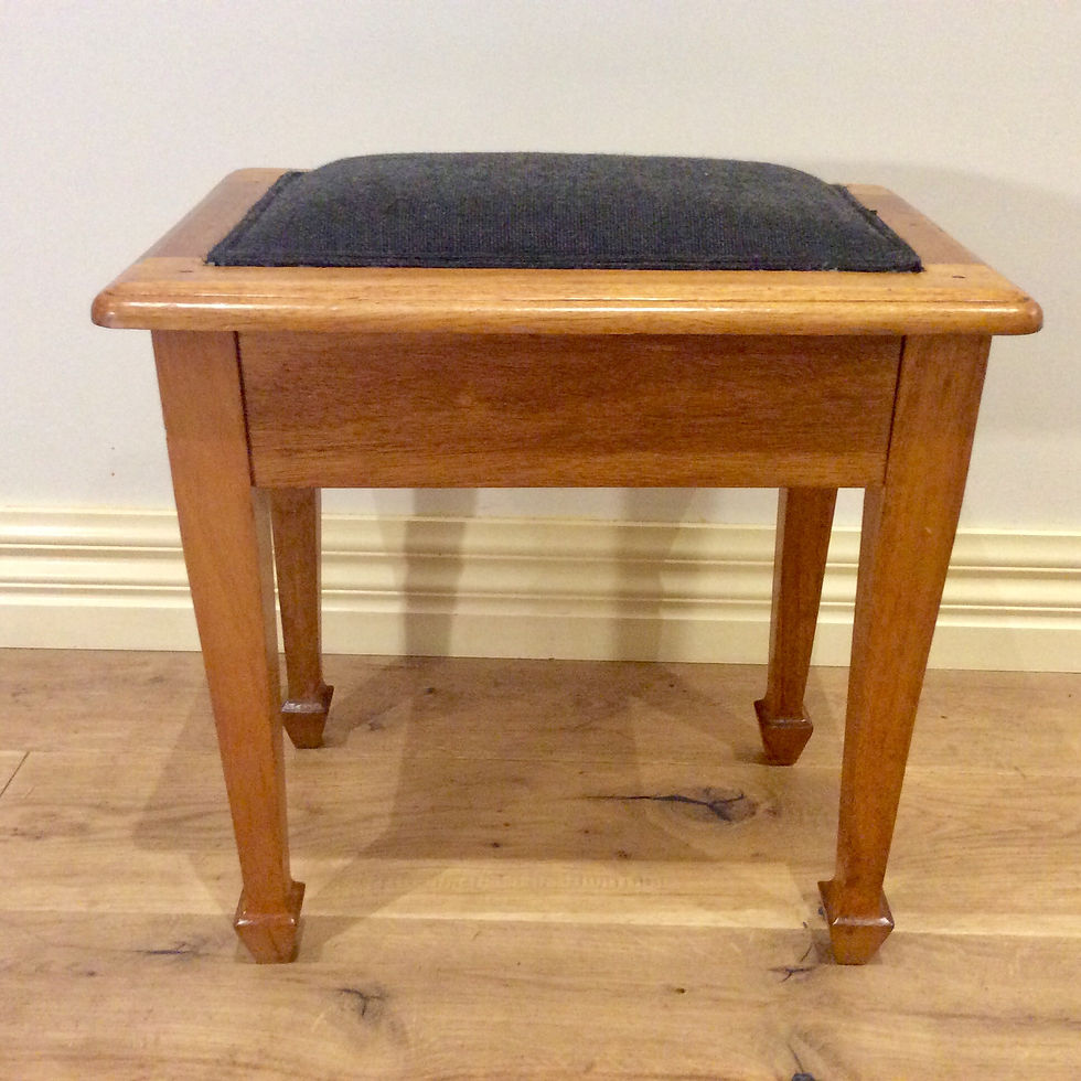 Thumbnail: Antique Oak Stool with Spade Legs. Circa 1920.