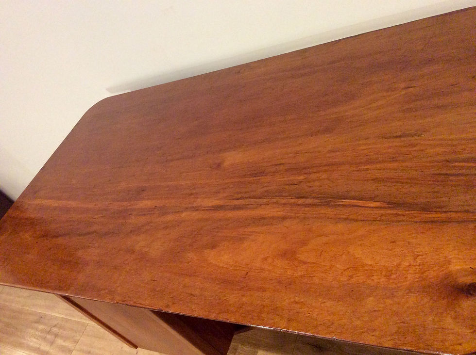 Thumbnail: Restored 1960s Teak Two Drawer Desk with Slide Out Shelf.