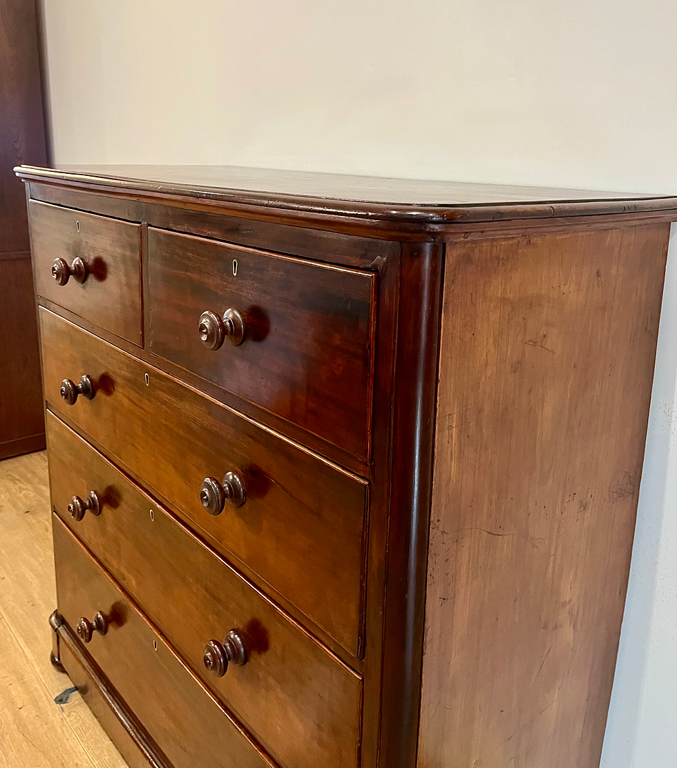 Thumbnail: Right Top Restored Large Mahogany Five Drawer Victorian Dresser