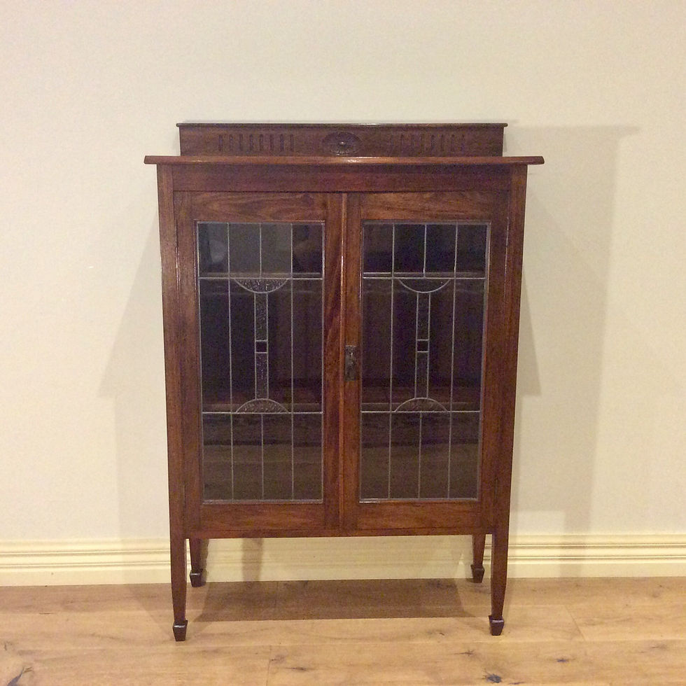 Restored Antique Blackwood Leadlight Panel Display Cabinet.