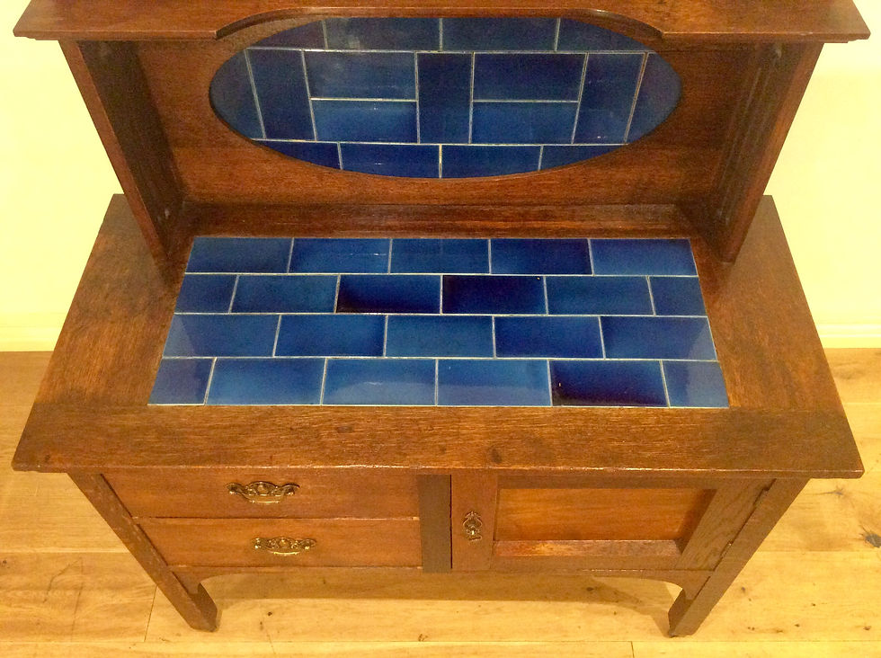 Thumbnail: A4272 - Tulip Arts and Crafts Oak Wash Stand with Brass Hardware.