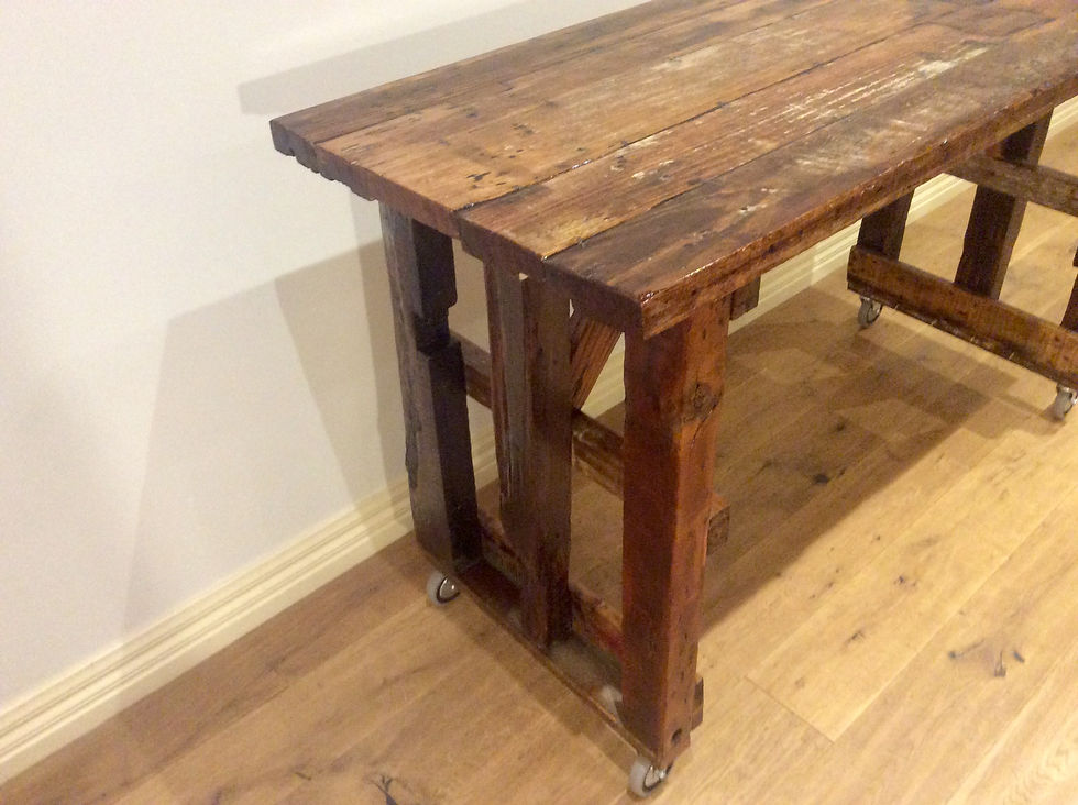 Thumbnail: V8017 - Vintage Industrial Breakfast Bench with Rolling Castors
