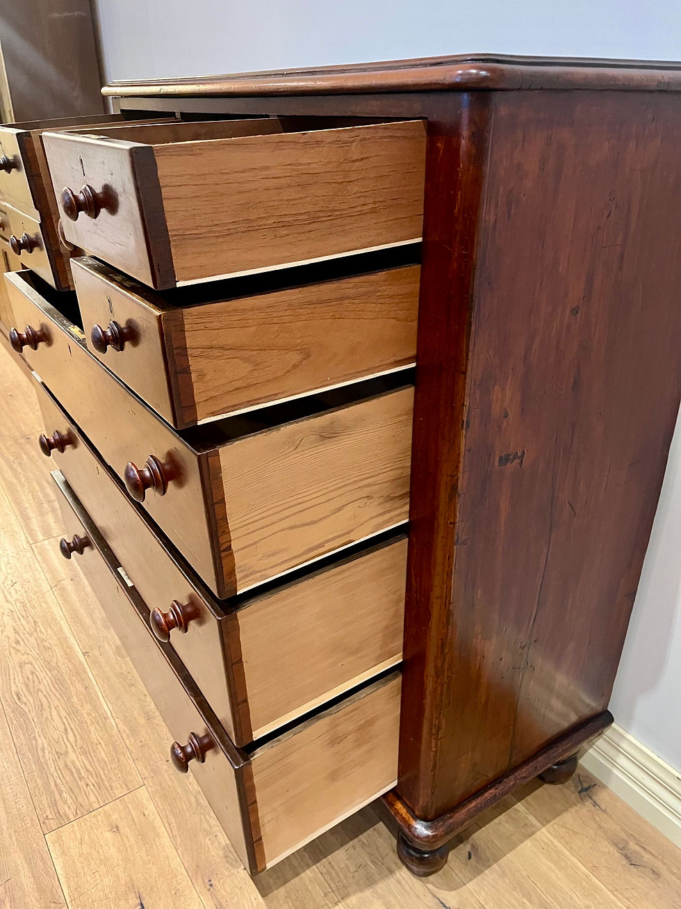 Thumbnail: Right Runners  of  Restored Victorian Cedar Seven Drawer Tallboy.