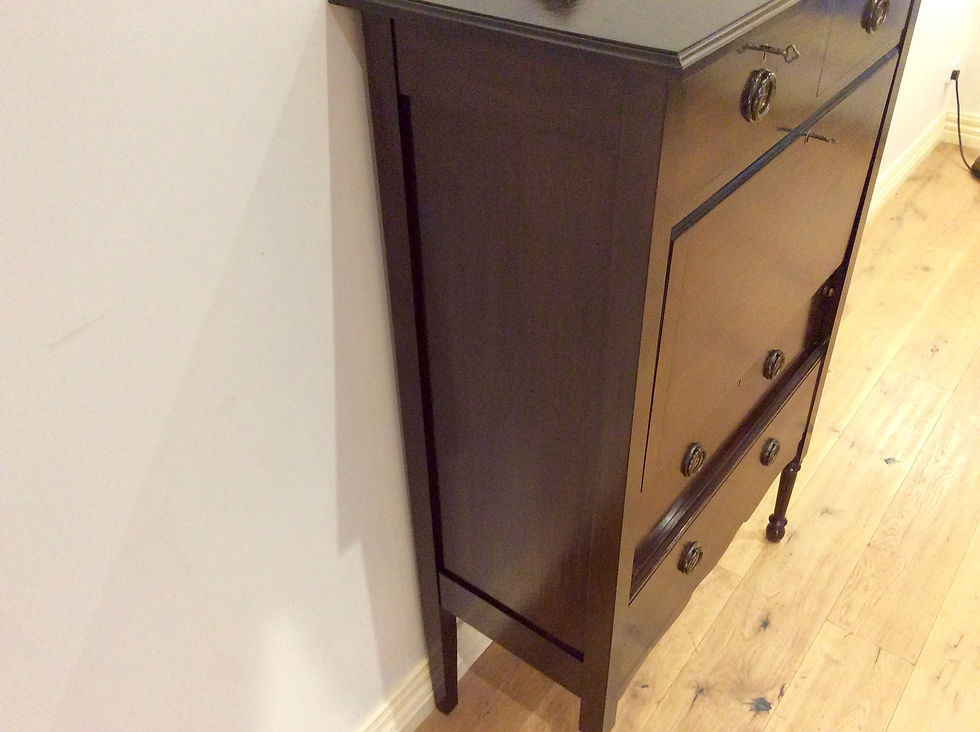 Thumbnail: Antique Mahogany Four Drawer Drop Front Bureau Desk.