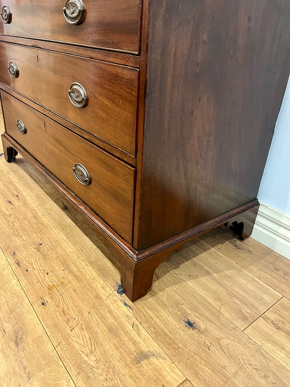 Thumbnail: Right Bottom Restored Inlaid Georgian Mahogany Five Drawer Chest