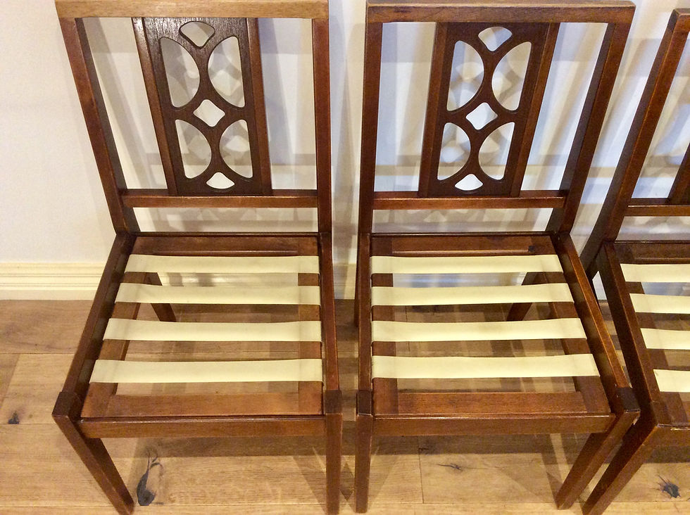 Thumbnail: Four Matching Mid Century Avalon Blackwood Dining Chairs.