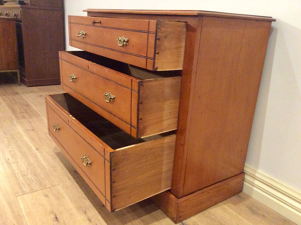 Thumbnail: English Edwardian Cedar Three Drawer Reeded Chest.