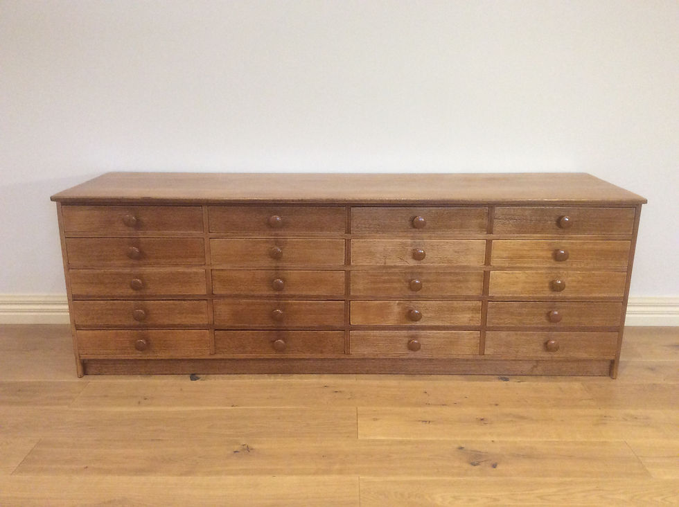 Mid Century Solid Hardwood Twenty Drawer Sideboard.