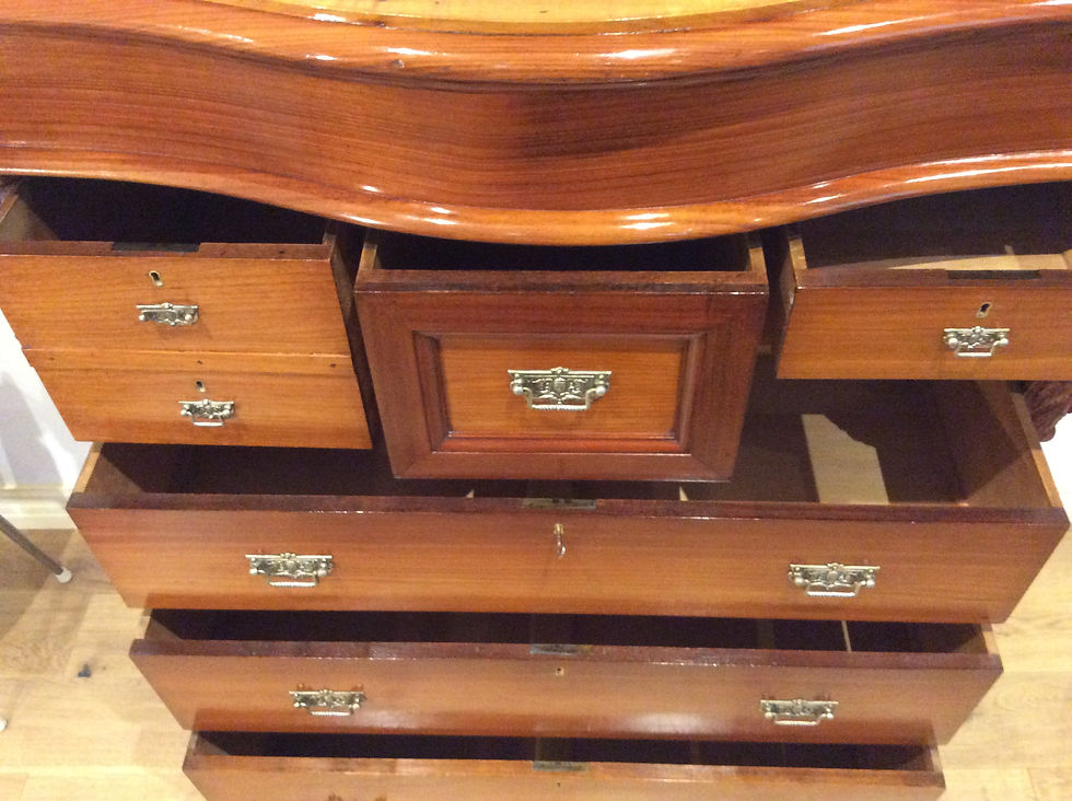 Thumbnail: Large Serpentine Front Victorian Blackwood Chest of Eight Drawers.