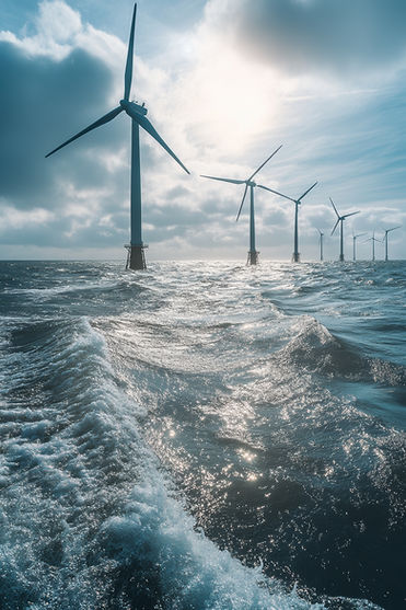 offshore-wind-turbines-ocean-generating-renewable-energy-cloudy-sky-with-sunlight-reflecti