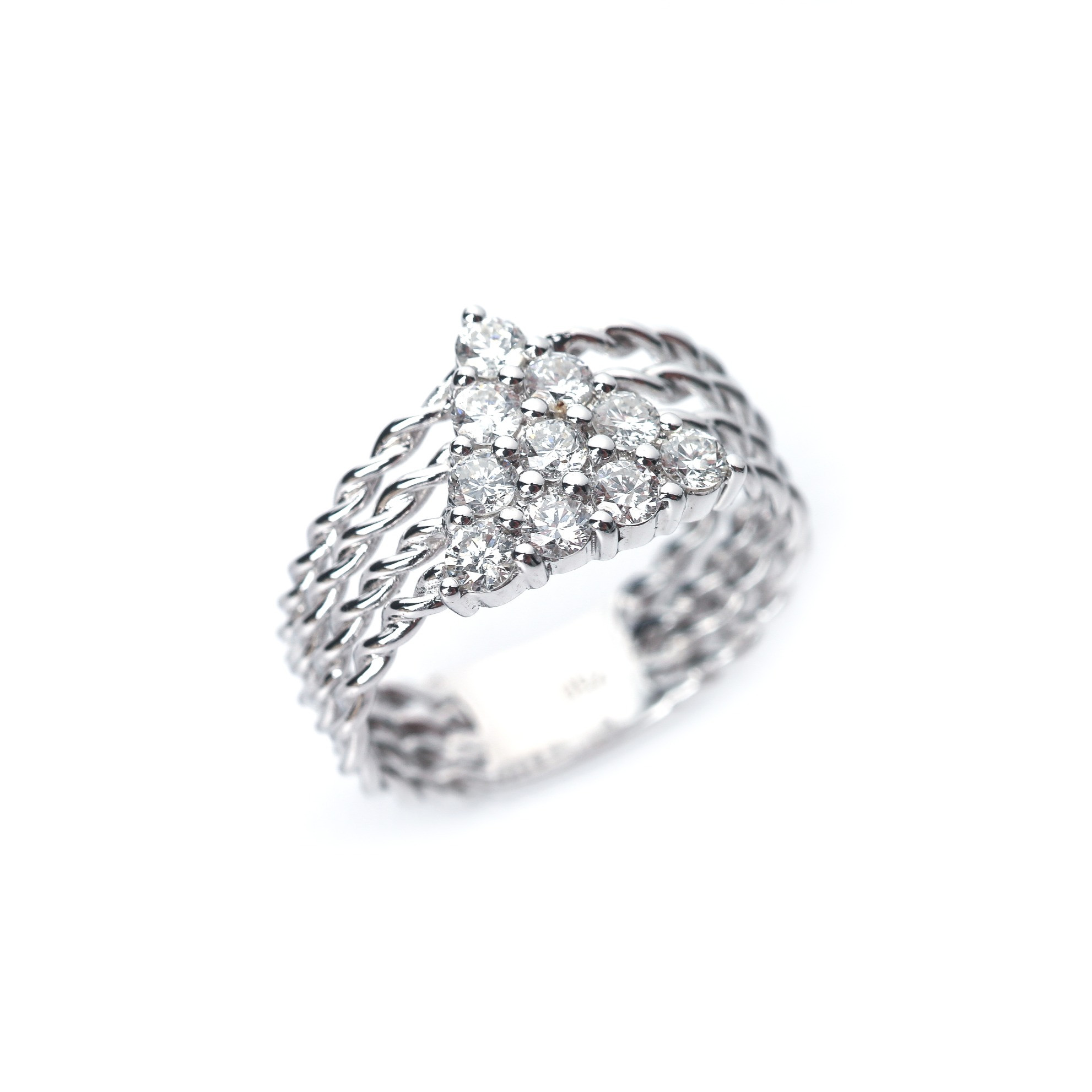 Triangle Pavé Diamond Ring