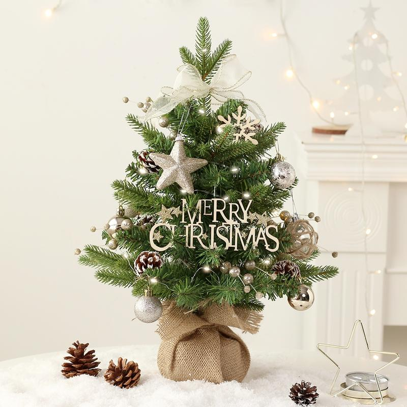 Christmas Decoration Set, Pe+Pvc Rotating Music Box Mini Christmas Tree Desktop