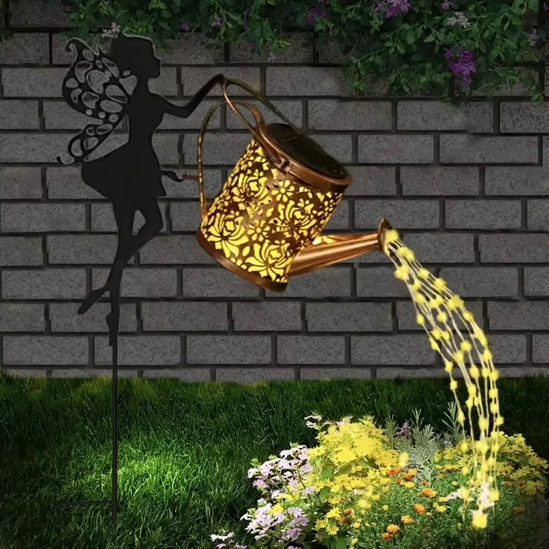 2025 New 1PC Solar Watering Can Lights, Outdoor Waterfall Garden String Fairy Li