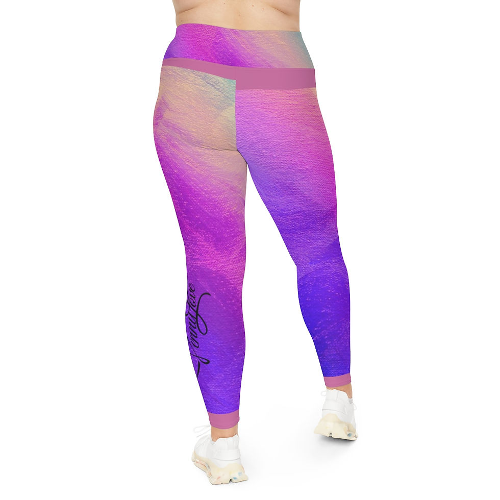 縮圖：Penny Love Women's Pink and Purple Colorful Plus Size Leggings
