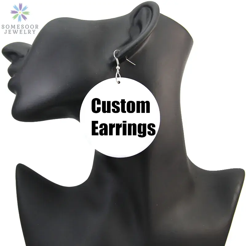 Thumbnail: Black Afro Wooden Drop Earrings