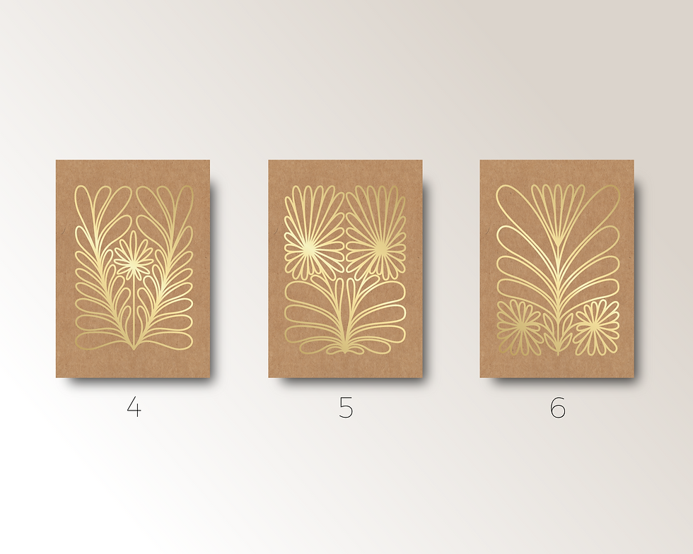 Miniatura: 3 GOLDEN FLORAL GREETING CARDS