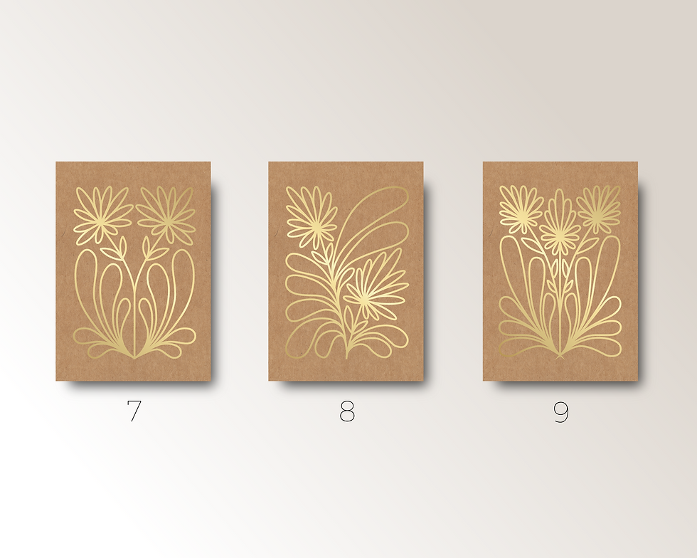 Miniatura: 3 GOLDEN FLORAL GREETING CARDS