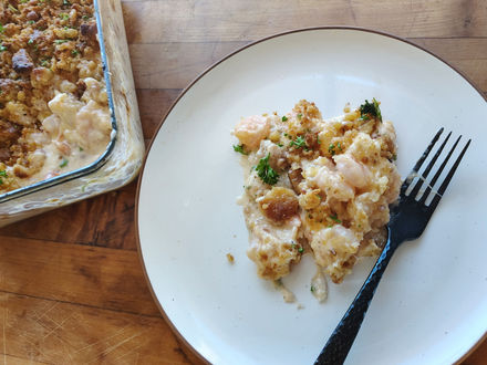 Four Cheese Shrimp & Biscuit Bake