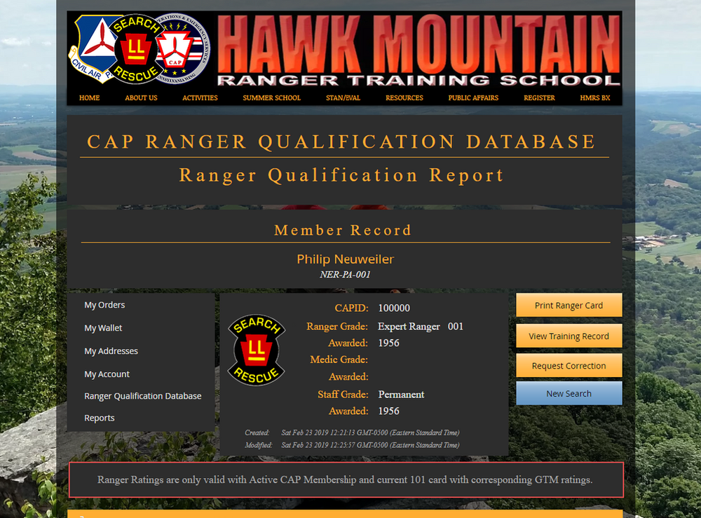 CAP Ranger Qualification Database Now Online!