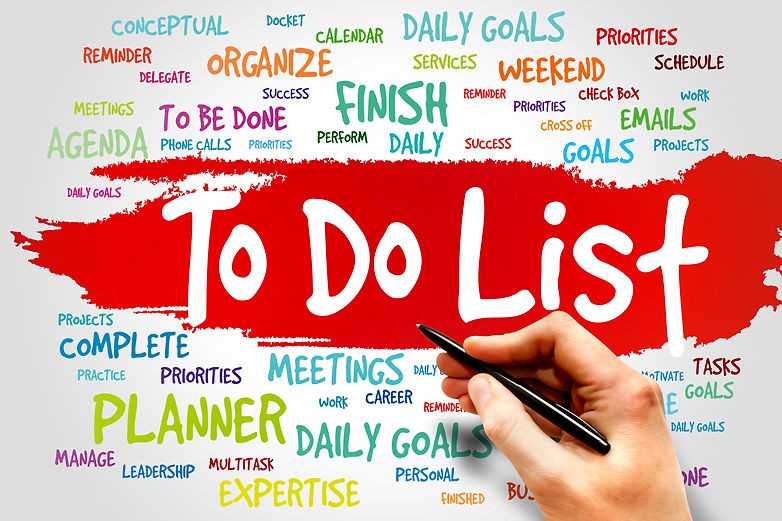 Lifestyle assistant completing family to-do list with tasks checked off.