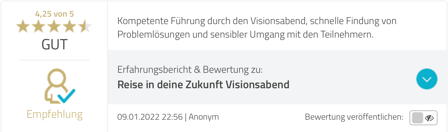 anonyme Bewertung Visionsarbeit