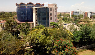Kenyatta University library viewed from the central administration complex in Nairobi, Kenya