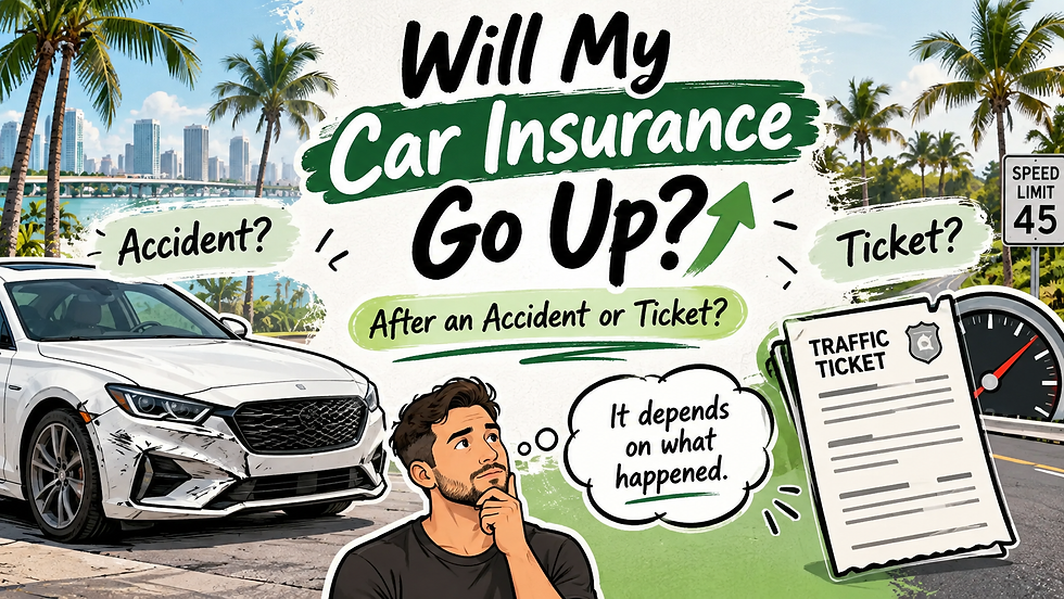 Will my car insurance go up after an accident or ticket? Florida auto insurance illustration
