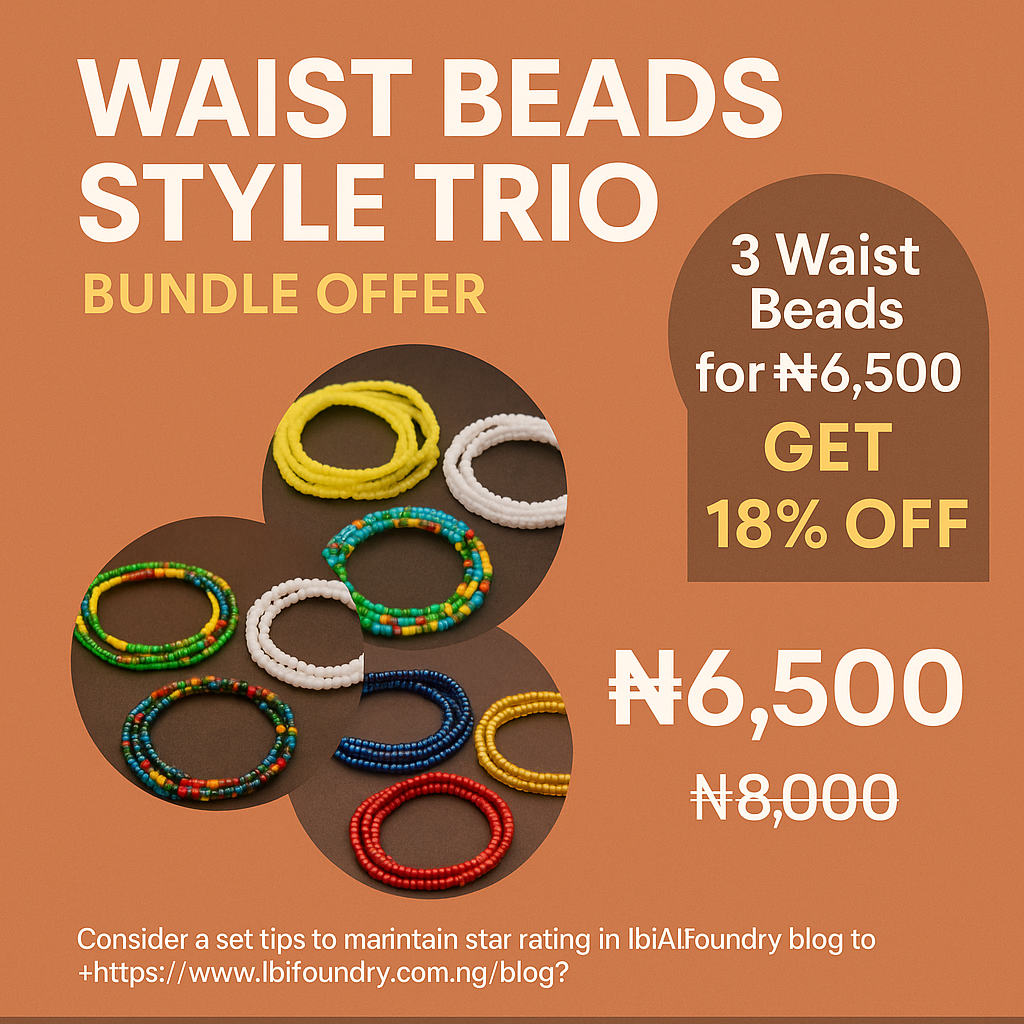 Handmade Nigerian waist and neck beads for cultural styling sold by IbiFoundry