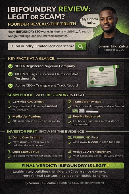 Is IBIFOUNDRY real or a scam? Founder Simon Taki Zaku shares full transparency, proof, history, and how IBIFOUNDRY really works.