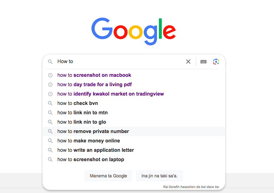 Here are examples of SEO Keywords people type on Bing and Google (screenshots)5