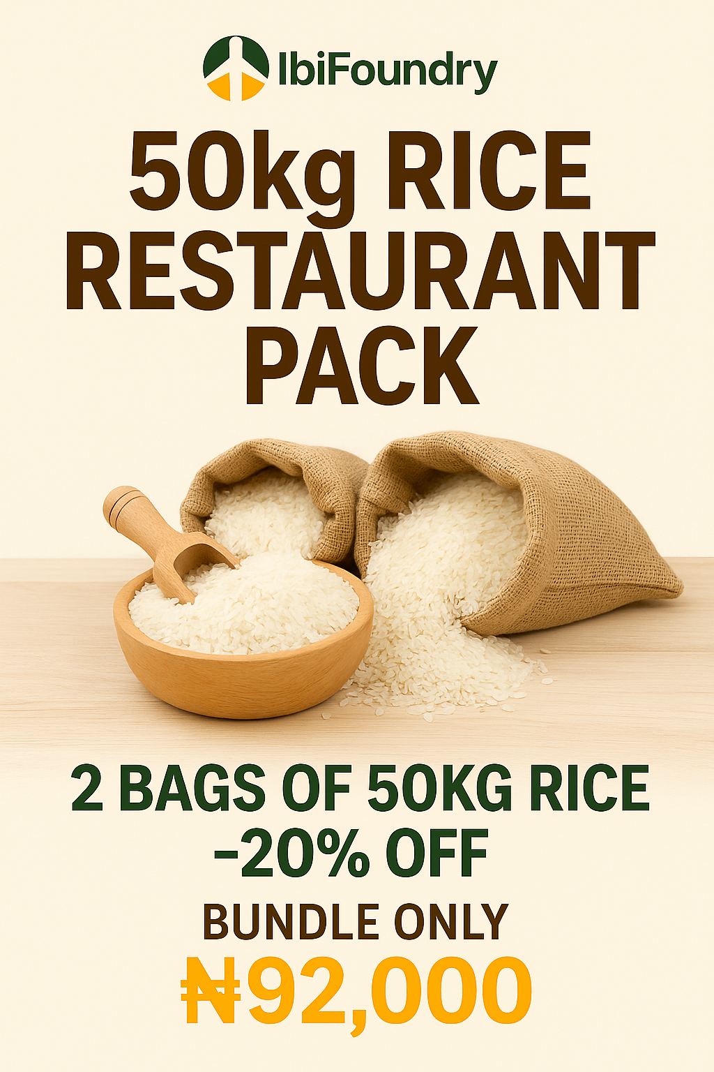 50kg bag of local rice from Nigeria sold on Ibi-Store