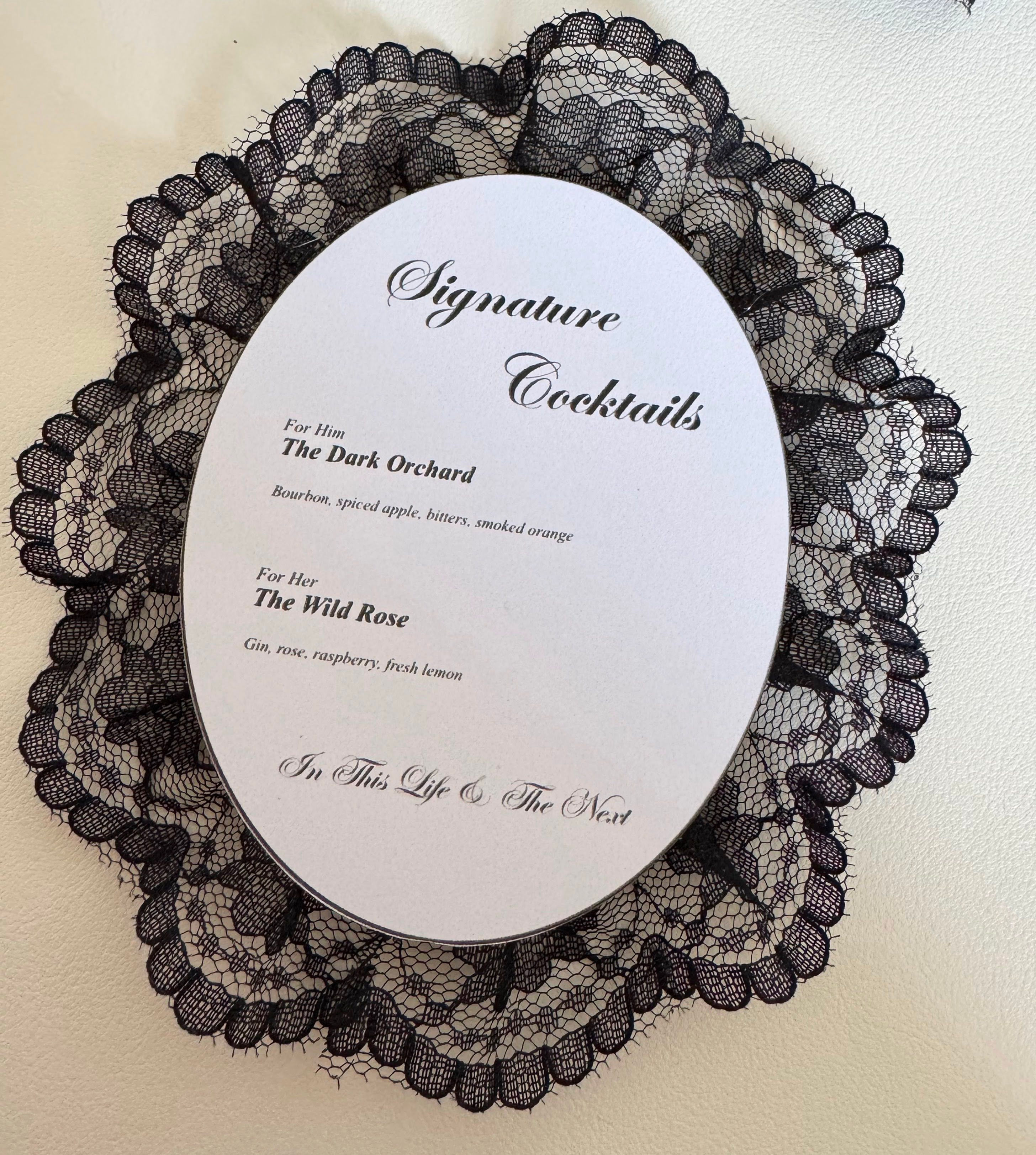 Black Lace Cocktail Menu
