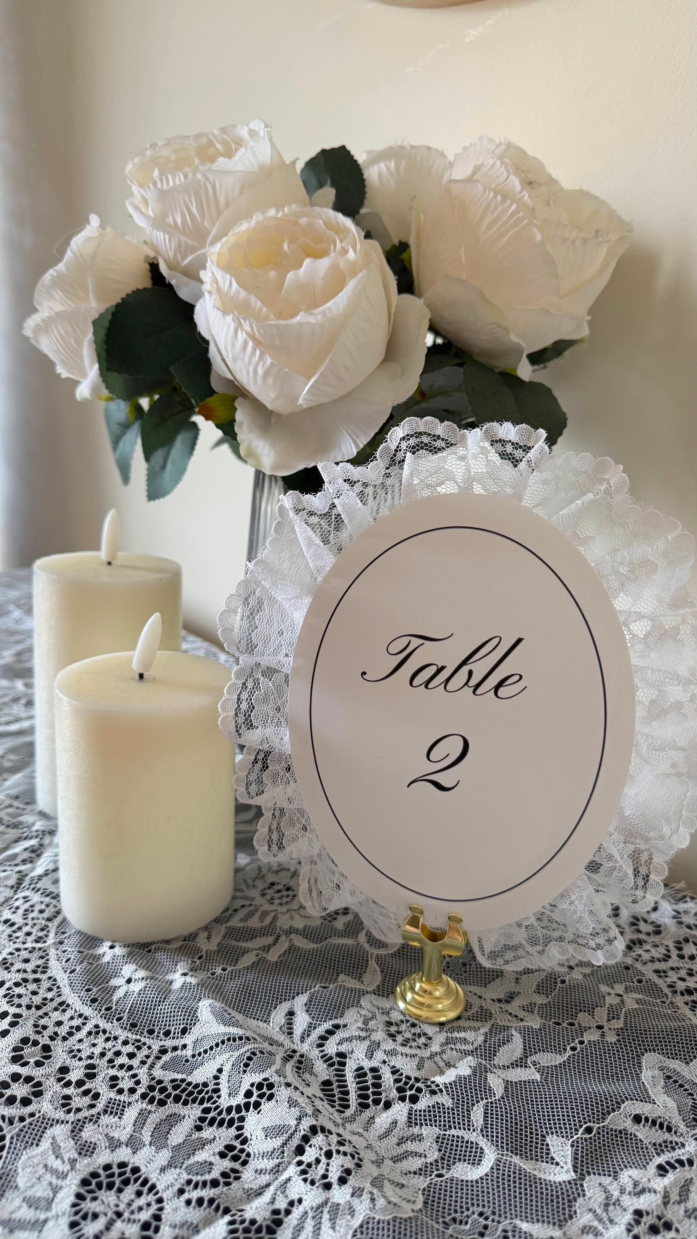 White Lace Table Numbers