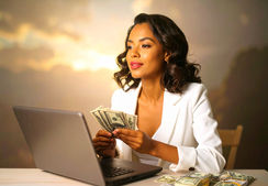 Person working on a laptop at a cozy desk, building an online passive income business from home.