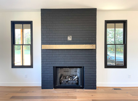 Black brick fireplace