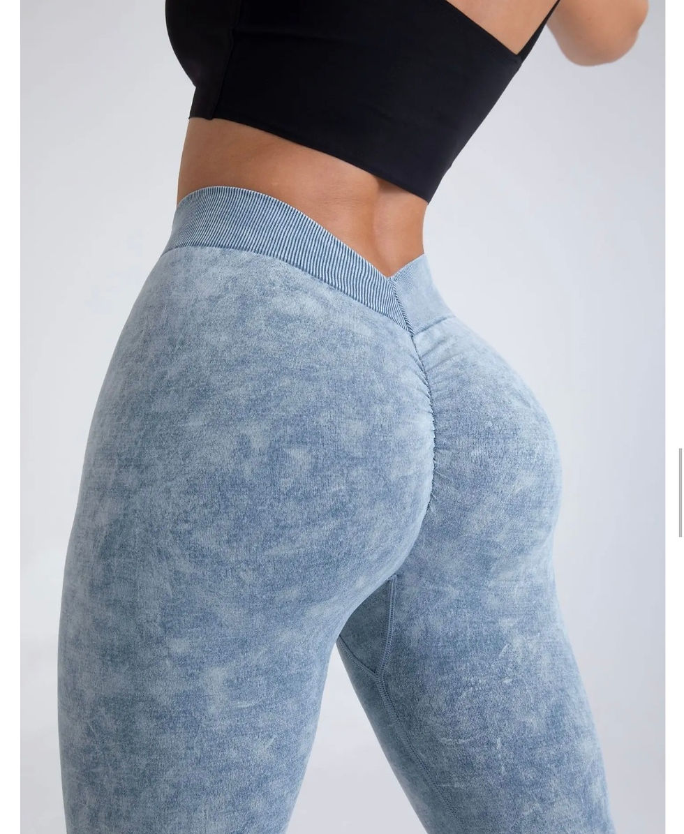 Legging Fitfordivas Push up Deep V-back seamless light blue