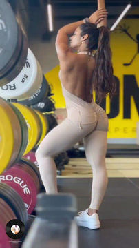 Miniatura: Tuta intera LM Fitness Push up Motivation Sexy back beige