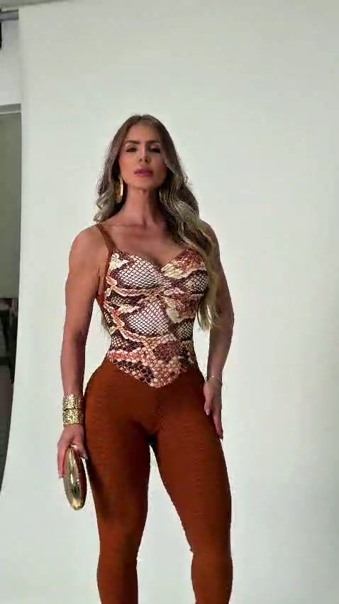 Miniatura: Tuta intera F4D Divas Gold Push up Performance Python Glow