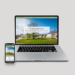 a laptop displaying a website built by flourish