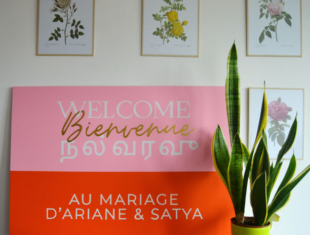 Peinture en lettres, lettrage, panneau mariage,