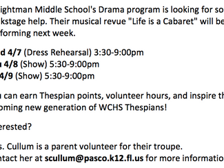 Weightman Drama Looking for Help!