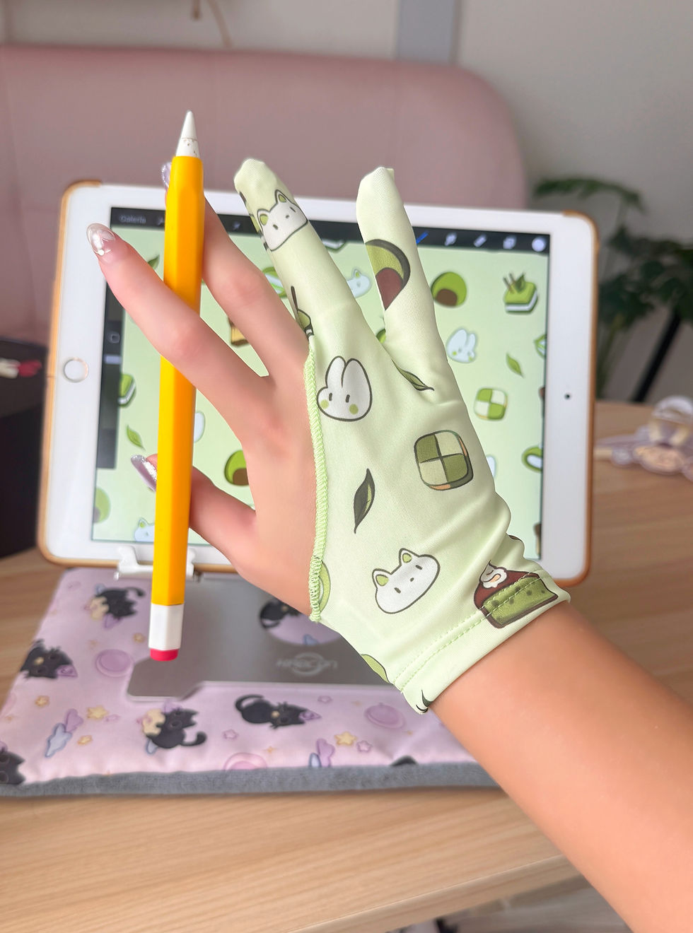 Miniatura: ♡ Cute Drawing Gloves ♡ Tight fit (Matcha Tea, Melon Soda & Hojicha Tanuki)