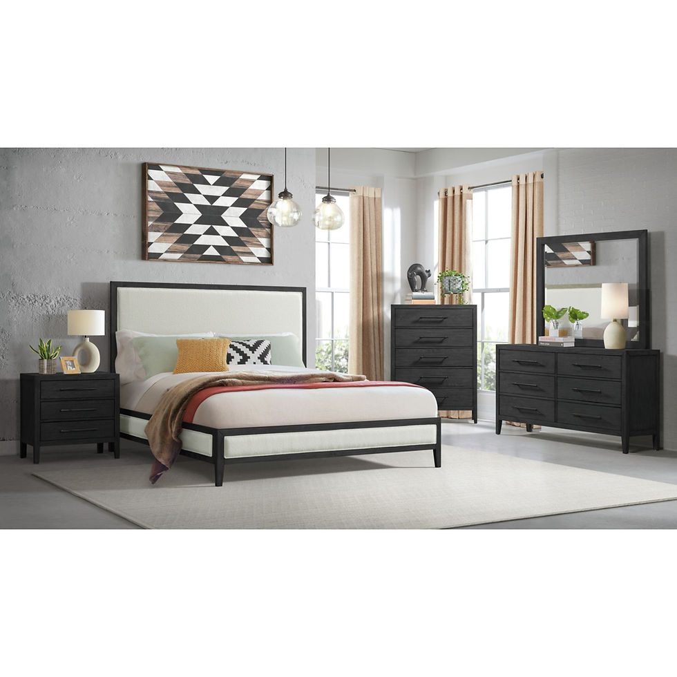 Thumbnail: Versailles Contemporary Queen White Fabric Panel Bed with Low Footboard in Black