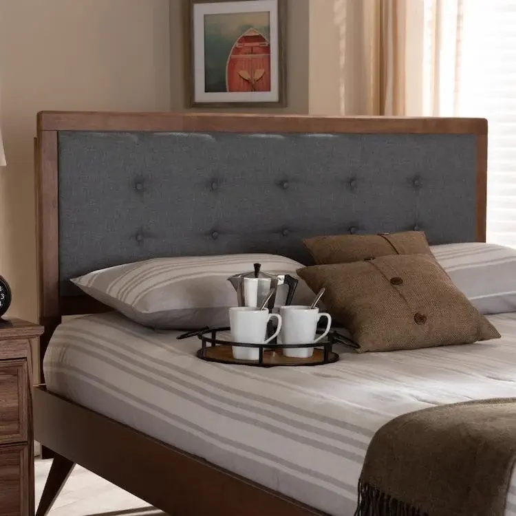 Sarine King Headboard in Tufted Dark Gray Fabric