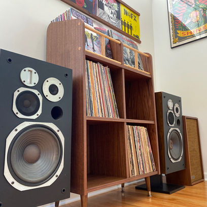 Vinyl Record Cabinet with Flip-Through Top
