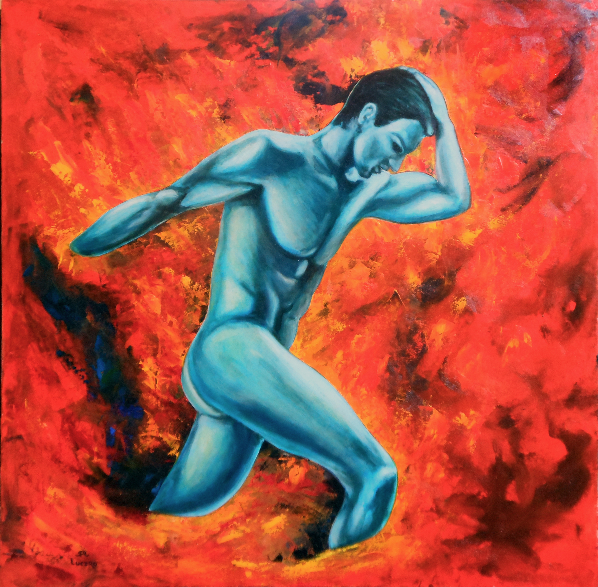 Blue Man on Fire