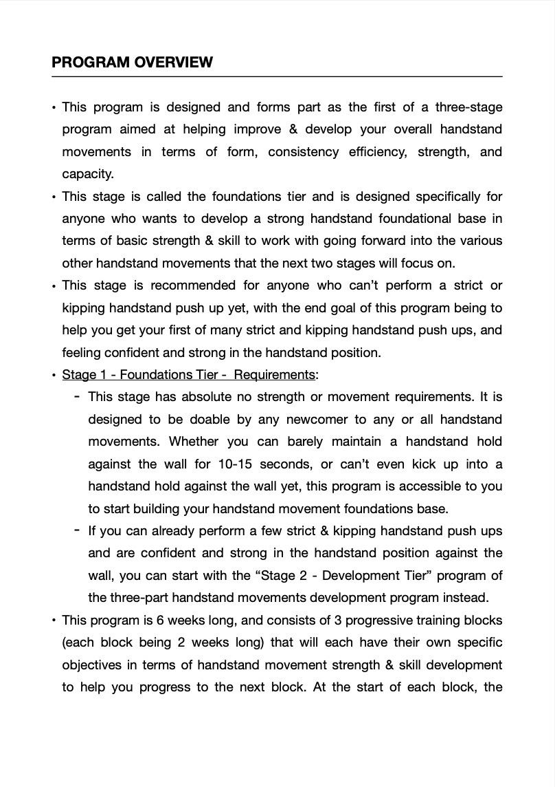 Thumbnail: Handstand Movements Development Program - Stage 1 - Foundations Tier