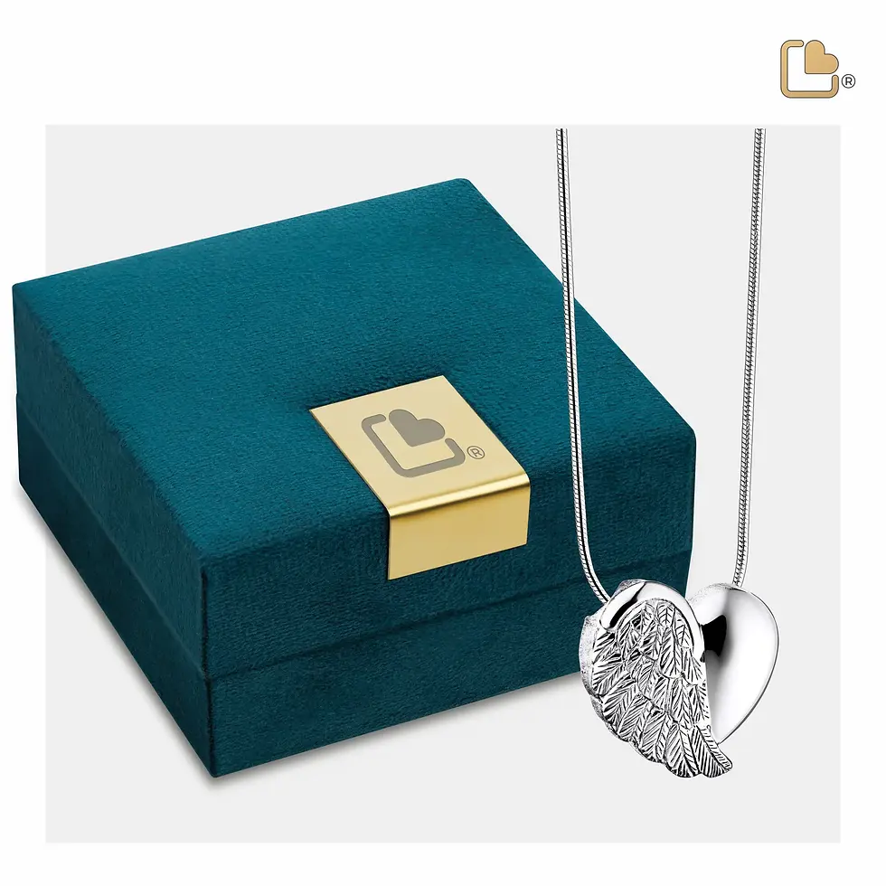 Thumbnail: Love Wings Heart Ashes Pendant Pol & Bru Silver